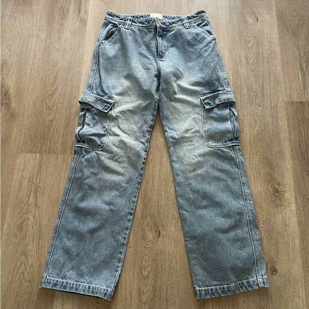 Abrand blue baggy wide leg caro denim jeans size 26